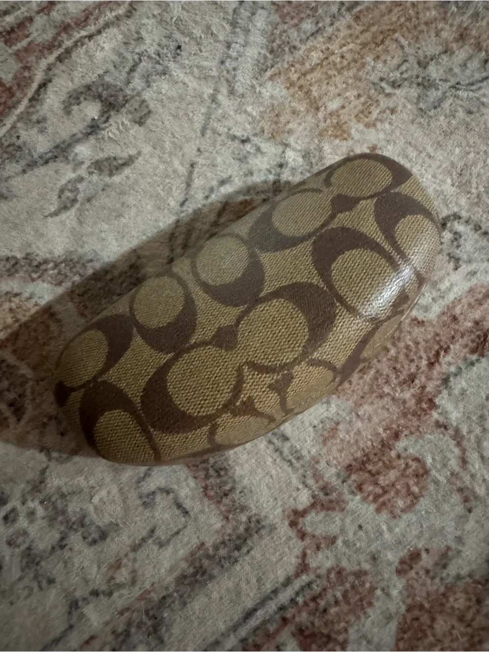 Coach Brown Signature Pattern Eyeglass Case with Gold Logo